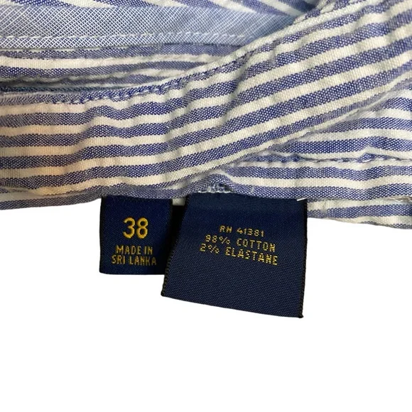 Polo Ralph Lauren Shorts Size 38 Blue Striped Seersucker Stretch Classic Fit - Picture 5 of 5